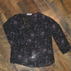 Philosophy Black and Purple Starry Blouse